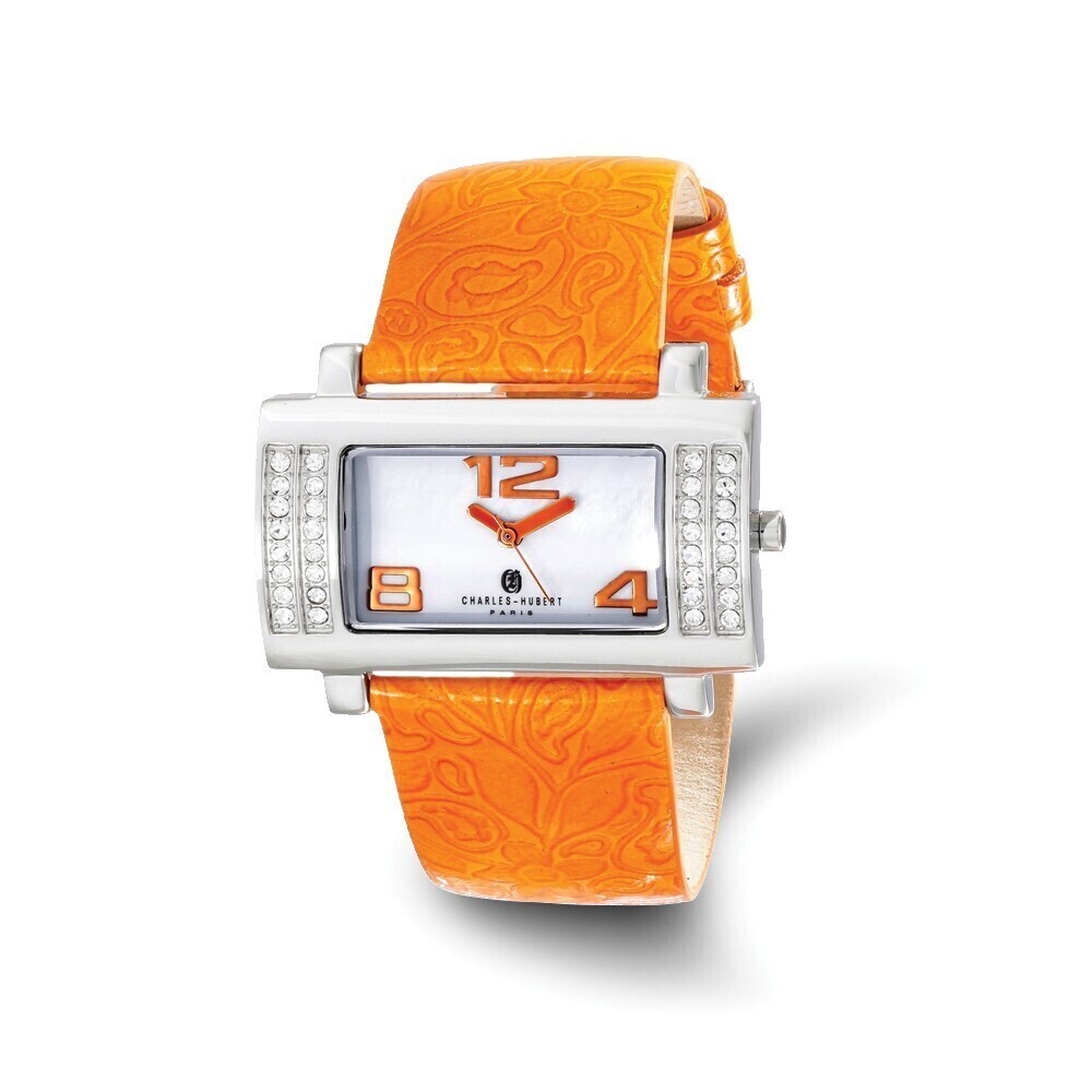 Kazi Luxury Ladies Charles Hubert Stainless Orange Leather 40x23mm Watch